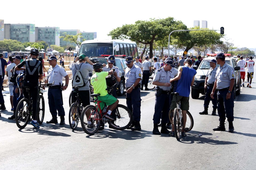 Cerca de 1,5 mil policias militares cuidaram do esquema de segurança na Esplanada dos Ministérios.