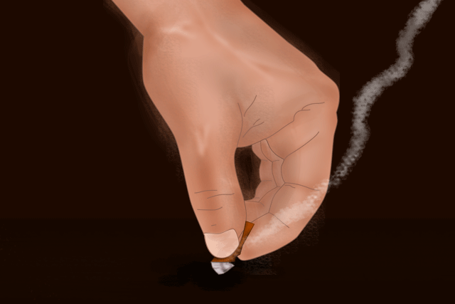 gif com uma mão segurando um cigarro aceso