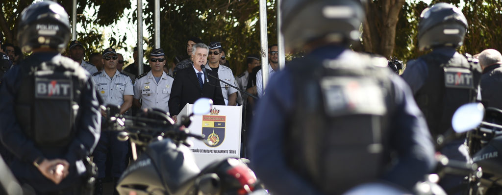 O governador Rollemberg durante a solenidade de apresentação do 1º Batalhão de Motopatrulhamento Tático. 