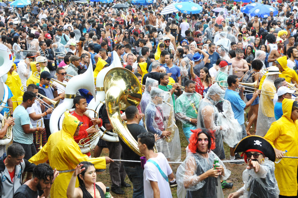 Brasilienses encararam chuva e acompanharam o desfile do bloco pré-carnavalesco neste sábado (27).