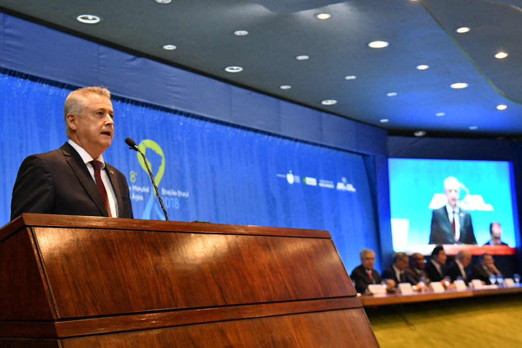 O governador Rodrigo Rollemberg participou, na manhã desta segunda (19), da cerimônia oficial de abertura do 8º Fórum Mundial da Água, que começou nesse domingo (18) no Centro de Convenções Ulysses Guimarães.