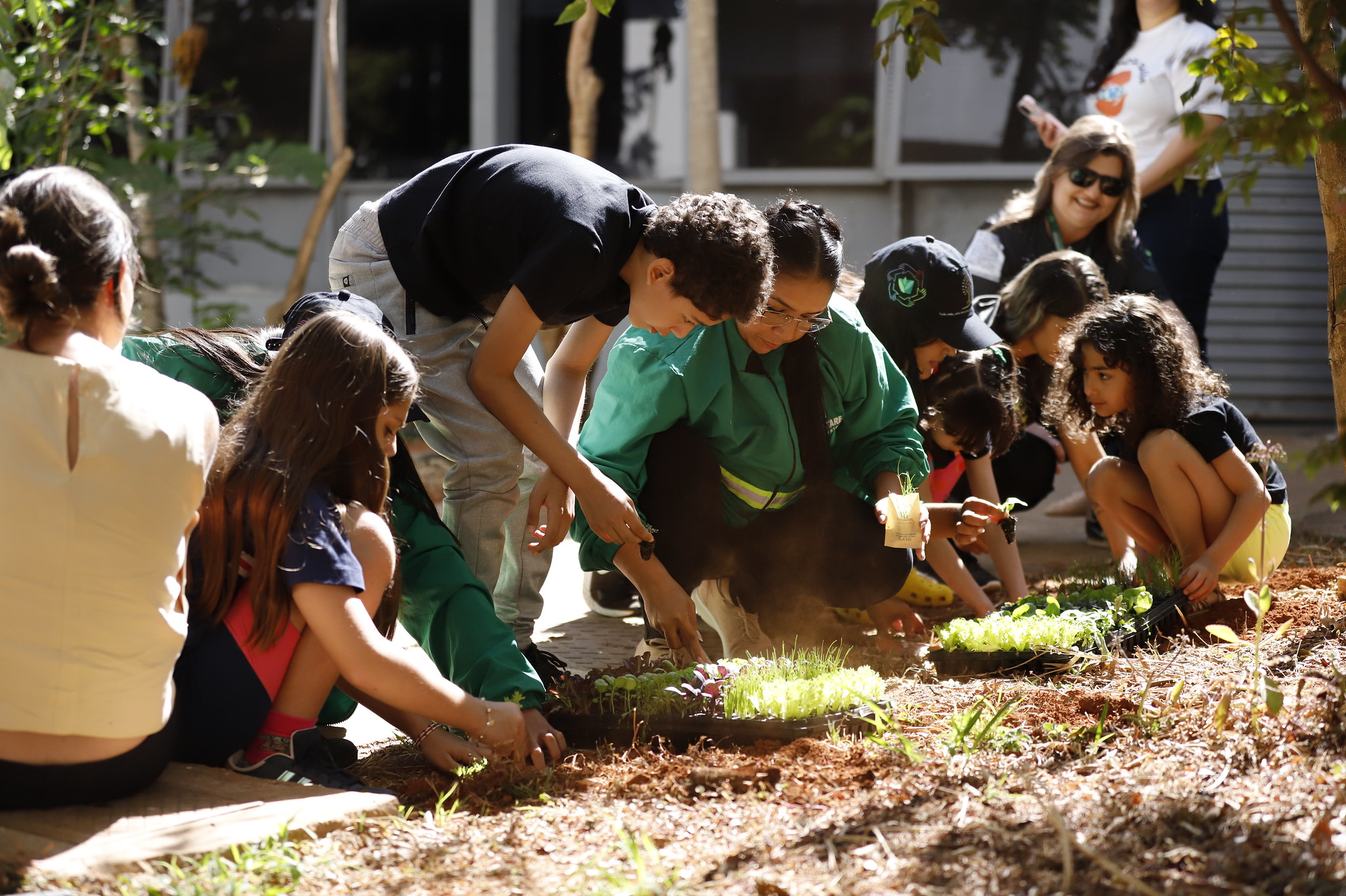 Crianças visitam horto agroflorestal da Vigilância à Saúde