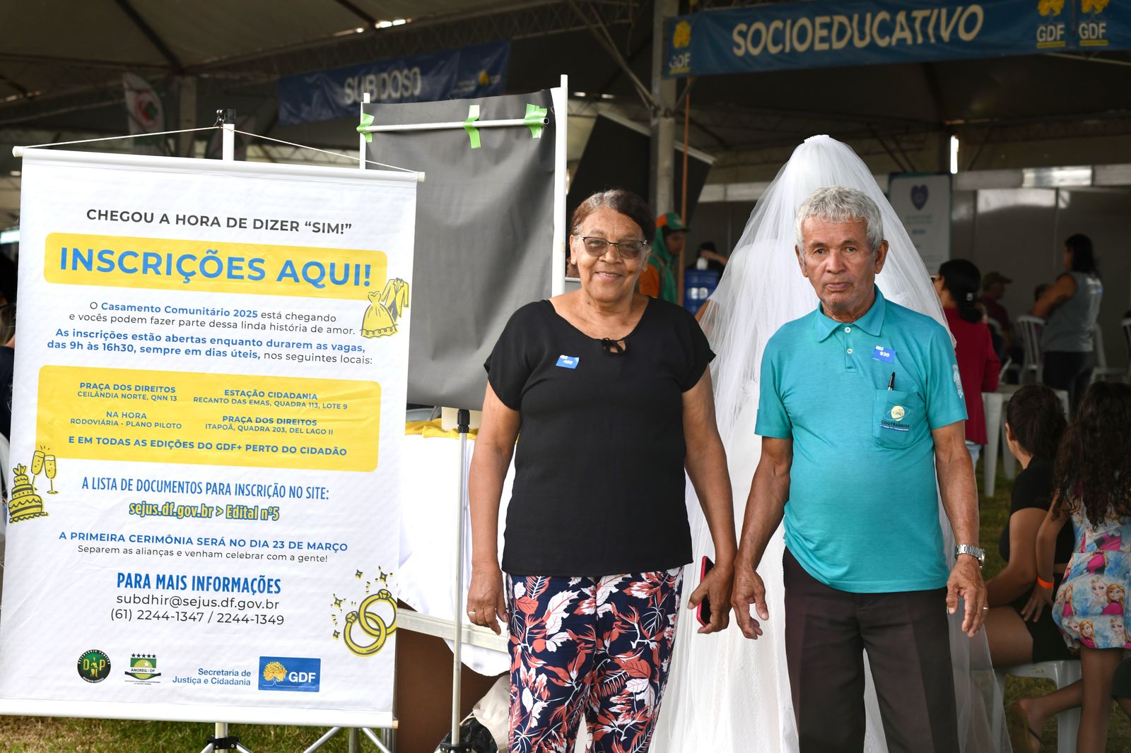 Maria das Graças de Sousa e Evaldo Manoel dos Santos se inscreveram na próxima edição do Casamento Comunitário durante o GDF Mais Perto do Cidadão