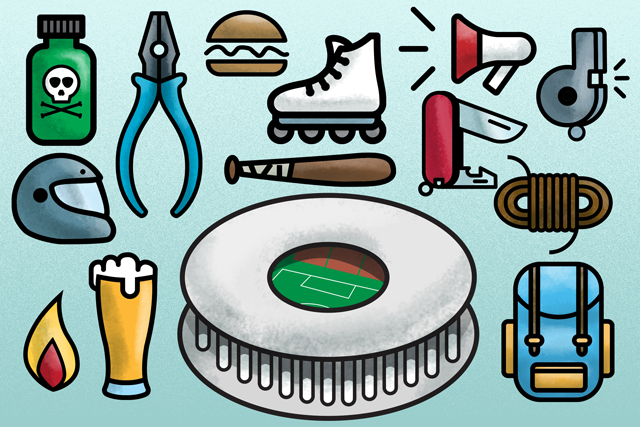 Banner dos objetos Permitidos nos jogos de futebol da Olimpíada 2016 no Mané Garrincha